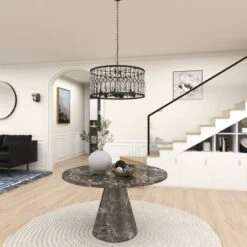 Metal Crystal Embellishments 6 Light Chandelier With Link Style Chain Black - Olivia & May -Interior furniture GUEST 6e232d25 9254 435f 9799 bc4365fceb57