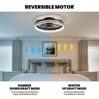 Ludomide Minimalist Flush Mount Ceiling Fan, Black Round Ceiling Fans With Lights And Remote, 20" Low Profile Dimmable Bladeless Caged Ceiling Fan 7 Ludomide Minimalist Flush Mount Ceiling Fan, Black Round Ceiling Fans With Lights And Remote, 20" Low Profile Dimmable Bladeless Caged Ceiling Fan - Image 5