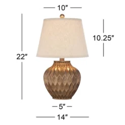 360 Lighting Accent Urn Table Lamp With USB Charging Port 22" High Warm Bronze Drum Shade For Living Room Desk Bedroom House -Interior furniture GUEST 6e8066d4 1a20 45e1 822e 9dacd21fcc24