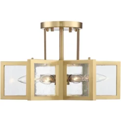 Possini Euro Design Casa Star Modern Ceiling Light Semi Flush Mount Fixture 16" Wide Warm Brass 6-Light Clear Glass For Bedroom Kitchen Living Room -Interior furniture GUEST 6e95e3bf 7dc3 4502 8a27 92db18885400