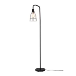 Cresswell Lighting 60" Floor Lamp With Caged Shade Black: Industrial Design, Metal Dome, Rotary Switch