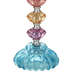 360 Lighting Bohemian Country Cottage Accent Table Lamp With Table Top Dimmer 21" High Teal Blue Stacked Glass For Bedroom Living Room Bedside Office -Interior furniture GUEST 6eb9bb8d 1ac1 4a9f 8084 dbb57d916a17