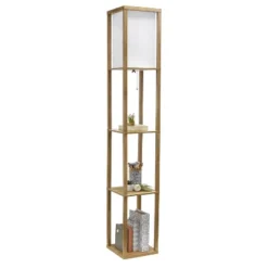 62.5" Modern 3-Tier Standing Floor Lamp With Linen Shade & Storage - Simple Designs -Interior furniture GUEST 6eba8266 98a8 49bd 8601 9e36725a54b0