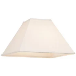 Springcrest Beige Linen Medium Square Lamp Shade 6" Top X 16" Bottom X 12" Slant X 10" High (Spider) Replacement With Harp And Finial