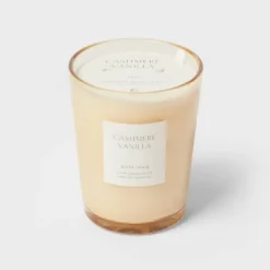 Colored Vase Glass With Dustcover Cashmere Vanilla Candle Ivory - Threshold™ -Interior furniture GUEST 6f0d73b9 bd54 49cc 9daa 223b1213b6df