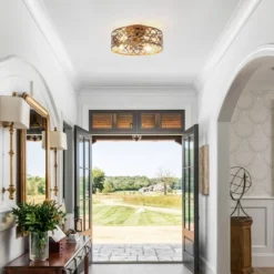 Parrot Uncle 18" Antique Gold Smart Flush Mount Ceiling Fan With Light And Remote -Interior furniture GUEST 71055fc0 812f 498c 94e0 c3a32d6a06f7