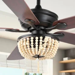 52" Erin LED Ceiling Fan With Wood Beads & Remote, Reversible Blades - JONATHAN Y -Interior furniture GUEST 71f41e99 477e 4db5 84aa 8e72b93493f0