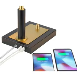 Possini Euro Design Possini Euro Hayven Desk Lamp With Dual USB Ports In Warm Gold With Black -Interior furniture GUEST 725eda49 37ef 4e2e 923b 13d892426628