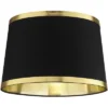 Springcrest Black And Gold Metallic Medium Drum Lamp Shade 13" Top X 15" Bottom X 10" High (Spider) Replacement With Harp And Finial -Interior furniture GUEST 73679572 6ea0 4a15 8bd6 76ca5c0e869d