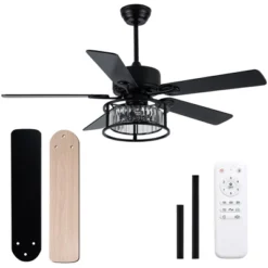 Bella Depot 52" Crystal Ceiling Fan With Light And Remote 6-Speed For Dining Room Bedroom -Interior furniture GUEST 73efa945 f488 432f 90db b6995bd93863