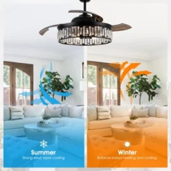 Parrot Uncle 52" Modern Black Crystal Smart Ceiling Fan, Works With Google Home/Alexa/Tuya -Interior furniture GUEST 743d4845 f084 4c55 b047 2f3b51eaca91