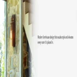 Globe Electric Dark Wood Toned Wall Sconce With Matte Brass Accents And Seeded Glass Shade -Interior furniture GUEST 7725ce04 40ea 4dfd 9bd3 f968b2699110