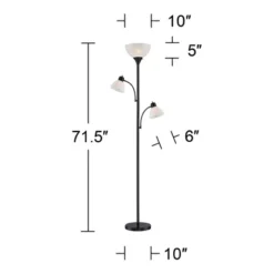 360 Lighting Bingham Modern Torchiere Floor Lamp With Side Lights 71 1/2" Tall Black Metal White Shade For Living Room Reading Bedroom Office House -Interior furniture GUEST 77443844 cc7e 464d 8d2b 0f808e2f9078