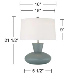 360 Lighting Emil 21 1/2" High Small Mid Century Modern Accent Table Lamp Light Gray Ceramic Single White Shade Living Room Bedroom Bedside Nightstand -Interior furniture GUEST 77b961fa 900b 418b afc7 9886c73edac5