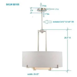 Possini Euro Design Concentric Brushed Nickel Pendant Chandelier 28" Wide Modern White Fabric Drum 4-Light For Dining Room House Foyer Kitchen Island -Interior furniture GUEST 79d99742 31e4 41eb 8743 caf20da53a45