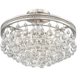 Vienna Full Spectrum Wohlfurst Modern Ceiling Light Semi Flush Mount Fixture 16" Wide Brushed Nickel 3-Light Clear Crystal For Bedroom Living Room -Interior furniture GUEST 79edafd3 285f 4bbe 84e3 88a459de7912