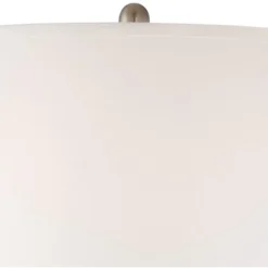 360 Lighting Geoff Modern Table Lamps 26" High Set Of 2 Brushed Nickel With USB Charging Port White Drum Shade For Bedroom Living Room Bedside Desk -Interior furniture GUEST 7abbf159 31a5 40d1 9781 1e5ec631efc7