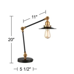 360 Lighting Taurus 20" High Small Farmhouse Rustic Industrial Desk Lamps Set Of 2 USB Ports Adjustable Black Gold Home Office Living Room Charging -Interior furniture GUEST 7af39de0 9f36 474a 9d43 cc6bf53eb765
