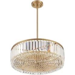 Stiffel Soft Gold Drum Pendant Chandelier 20 1/4" Wide Modern Clear Crystal 5-Light Fixture For Dining Room House Foyer Entryway -Interior furniture GUEST 7b416ab5 cc34 4dc6 bc88 34492a3604bd