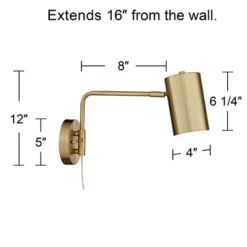 360 Lighting Carla Modern Swing Arm Wall Lamp Brushed Brass Plug-in Light Fixture Up Down Cylinder Shade For Bedroom Bedside Living Room Reading House -Interior furniture GUEST 7bd251d2 090c 4114 982f 1c870fbcfb01