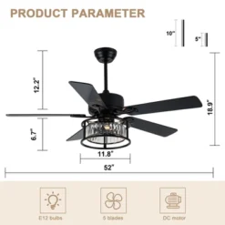Bella Depot 52" Crystal Ceiling Fan With Light And Remote 6-Speed For Dining Room Bedroom -Interior furniture GUEST 7bd76429 21af 43a9 b96d f0ca2c5920d9