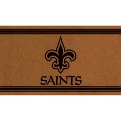 Evergreen New Orleans Saints Logo Turf Mat, Brown- 28 X 16 Inches Indoor Outdoor Doormat