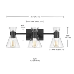 Globe Electric 3-Light Matte Black Vanity Light With Clear Glass Shades: ETL Listed, Metal Body, Dimmable -Interior furniture GUEST 7c871e50 0861 46ae 872b d6b200d8c525