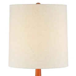 360 Lighting Andi Modern Mid Century Table Lamp 24 1/2" High Hammered Brown Ceramic Red Oak Wood Off White Shade For Bedroom Living Room Bedside Desk -Interior furniture GUEST 7c8e59b2 7ff7 4474 ba60 3dd3f6599388