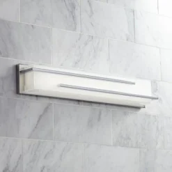 Possini Euro Design Jada Modern Wall Lights Set Of 2 Chrome Silver Hardwire 4" Light Bar LED Fixture White Glass For Bedroom Bathroom Living Room Home -Interior furniture GUEST 7e1958b6 3b5c 46e7 bb4d 215a18e9a98b