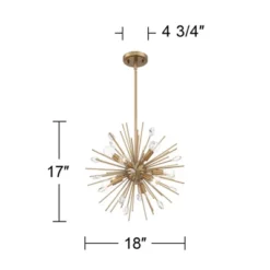 Possini Euro Design Janae Warm Gold Sputnik Chandelier 18" Wide Modern Crystal 9-Light Fixture For Dining Room House Foyer Kitchen Island Entryway -Interior furniture GUEST 7f180e9f 7fb2 4d29 a779 cdeacf24585c