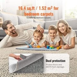 VEVOR - Slip-Resistant Rug Pad - Protective Cushioning Carpet Pad - 9' X 12' - 1/4"Thick - Dual Surface - Polyester Felt + Latex - Gray -Interior furniture GUEST 7f8d6170 c6ca 48d1 a200 b9cf8384b22e
