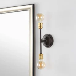 13.25" 2-Light Jaxon Industrial Farmhouse Iron LED Vanity Oil Rubbed Bronze/Brass Gold - JONATHAN Y: Wall Sconce, UL Listed -Interior furniture GUEST 7fe2a26a 1a3e 4ddf b416 2b327a8c2c15
