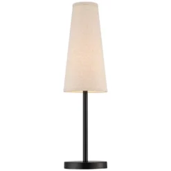 360 Lighting Modern Table Lamps 26" High Set Of 2 Dark Espresso Bronze Metal Off White Linen Cone Shade For Bedroom Living Room House Home Nightstand -Interior furniture GUEST 80dcea7e fada 4631 8219 f29c4c74932f