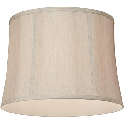 Springcrest Set Of 2 Drum Lamp Shades Taupe Medium 14" Top X 16" Bottom X 12" High Spider With Replacement Harp And Finial Fitting 4 Springcrest Set Of 2 Drum Lamp Shades Taupe Medium 14" Top X 16" Bottom X 12" High Spider With Replacement Harp And Finial Fitting - Image 2