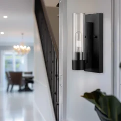 Globe Electric 1-Light Matte Black Wall Sconce With Clear Glass Shade -Interior furniture GUEST 81fa6c2f 763e 4ad1 be02 050f334efcc3