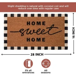Folkulture Door Mat | (16 X 28) Welcome Matt Or Checkered Doormat For Home Entrance | Durable & Anti Slip Coir Mats (Home-Sweet-Home)