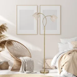 61" Meg Brushed Gold Metal Candlestick Floor Lamp With Rattan Shades - River Of Goods 14 61" Meg Brushed Gold Metal Candlestick Floor Lamp With Rattan Shades - River Of Goods -Interior furniture GUEST 82279688 5f92 4184 9a2d 62fed436fcea