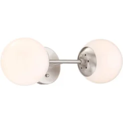 Possini Euro Design Oso Mid Century Modern Wall Light Sconce Brushed Nickel 6" 2-Light Fixture Opal Glass For Bedroom Bathroom Vanity Living Room Home -Interior furniture GUEST 827d1a82 9d12 48c1 bbc9 d8b2fcd457f1