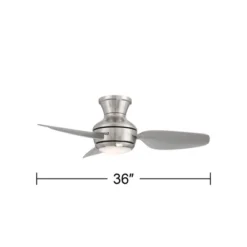 Casa Vieja 36" Whirl Modern Indoor Outdoor Ceiling Fan 3 Blade LED Light Remote Control Brushed Nickel Finish Silver Blades Bedroom Patio Hugger -Interior furniture GUEST 829ad2f3 6bcc 4bd3 b7a6 16ee11cfb0cc
