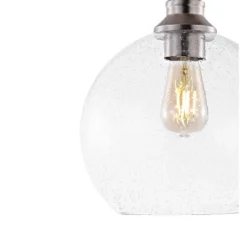 9.75" LED 1-Light Marla Iron/Seeded Glass Pendant Nickel/Clear - JONATHAN Y -Interior furniture GUEST 83d7d038 b5ed 4659 b2da 0c4ac31a5aa4