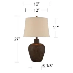 Regency Hill Glenn 27" Tall Urn Farmhouse Rustic Traditional Table Lamps Set Of 2 WiFi Smart Socket Dark Terra Cotta Finish Living Room Bedroom -Interior furniture GUEST 83f36e22 db13 4cec a8c2 8f35c77bf2f9