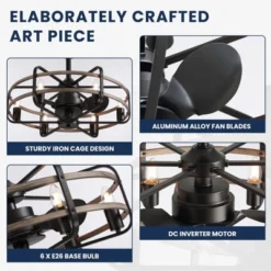 Ludomide Vintage 25" Black Caged Chandelier Ceiling Fan With Lights And Remote For Bedroom 17 Ludomide Vintage 25" Black Caged Chandelier Ceiling Fan With Lights And Remote For Bedroom -Interior furniture GUEST 84c35b1f b3d6 4f5e 84cb 18310f4617f3