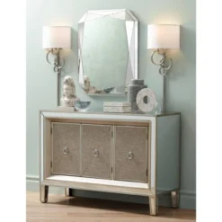 Possini Euro Design Circles Modern Wall Light Sconce Brushed Nickel Plug-in 12" Fixture Off White Cotton Half Shade For Bedroom Reading Living Room -Interior furniture GUEST 85539c80 c1be 475c 894d b90d4b709ff7