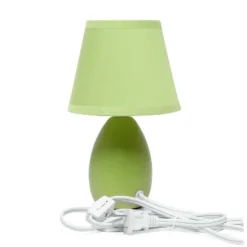 9.45" Petite Ceramic Oblong Bedside Table Desk Lamp With Matching Tapered Drum Shade Green - Creekwood Home -Interior furniture GUEST 855e2c9e 07e6 4555 86b6 2db4355366e2
