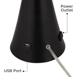 360 Lighting Karl Modern Table Lamps 28 1/4" Tall Set Of 2 Black Metal With USB And AC Power Outlet In Base White Drum Shade For Bedroom Living Room -Interior furniture GUEST 856d687d 6563 4d59 a7bf 5498d92bf60b