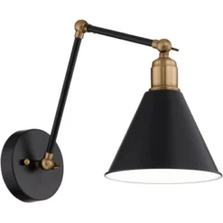 360 Lighting Wray Modern Industrial Wall Lamp Black Brass Hardwire 6" Light Fixture Adjustable Cone Shade For Bedroom Bathroom Reading Living Room -Interior furniture GUEST 86e21149 83d3 4fba 97f1 ed1f32021786