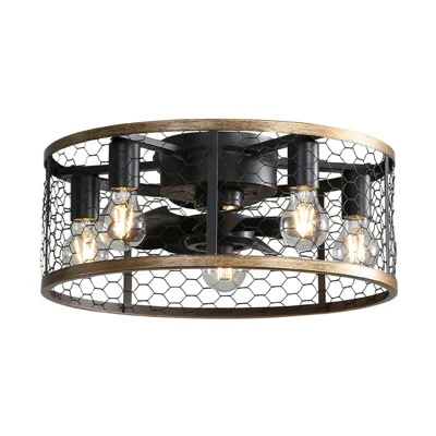 20 Inch Farmhouse Ceiling Fan Light Flush Mount Caged Lights Kit With Remote Control Modern Reversible Adjustable Chandelier Lamp Ceiling Fan 4 20 Inch Farmhouse Ceiling Fan Light Flush Mount Caged Lights Kit With Remote Control Modern Reversible Adjustable Chandelier Lamp Ceiling Fan - Image 2