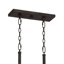 Franklin Iron Works Eldrige Bronze Faux Wood Pot Rack Linear Pendant Chandelier 36 1/2" Wide Rustic Farmhouse Seeded Glass 4-Light For Dining Room -Interior furniture GUEST 8735a569 b6bb 431e 8a1d 41db9233a782