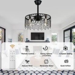 Bella Depot 19" Black Caged Ceiling Fan Light -Interior furniture GUEST 87887ee4 e1e8 4a62 9141 7441d0469f7d