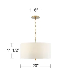 Possini Euro Design Warm Gold Pendant Chandelier 20" Wide Modern White Linen Drum Shade 4-Light Fixture For Dining Room Foyer Kitchen Island Entryway -Interior furniture GUEST 8880d132 e918 422c b5f2 7062170d53c6